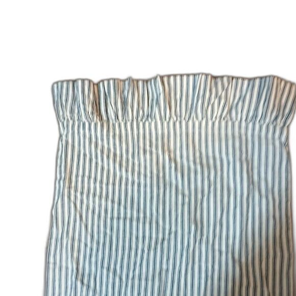 Pair Apri Olive blue white ticking 2 king pillowcases ruffle cottage farmhouse - Picture 2 of 4